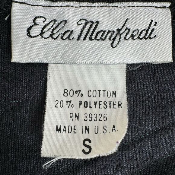 Vintage Ella Manfredi Women's Velour Track Jacket Small Black Floral USA Granny - Picture 9 of 13